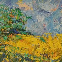 Painting Le grand champ by Vaudron | Painting Figurative Gouache Landscapes