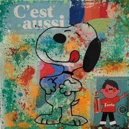 Peinture Snoopy Miam 2 par Kikayou | Tableau Pop-art Graffiti Icones Pop