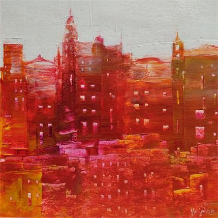 Peinture Village du Luberon par Fièvre Véronique | Tableau Figuratif Acrylique Urbain