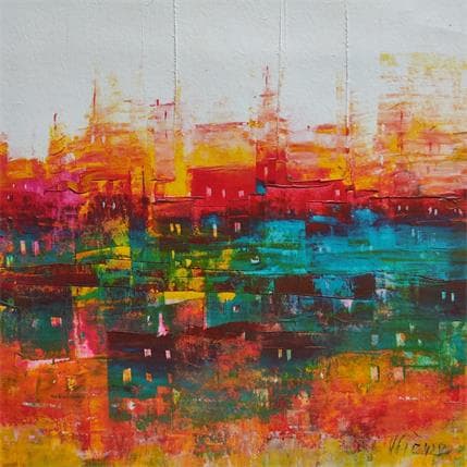 Peinture Ville indienne par Fièvre Véronique | Tableau Figuratif Acrylique Urbain