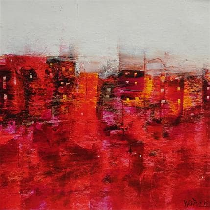 Peinture Harmonie en rouge par Fièvre Véronique | Tableau Figuratif Acrylique Urbain