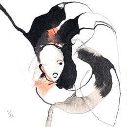 Pintura Des courbes et des traits  por YO | Pintura Figurative Watercolor Nude