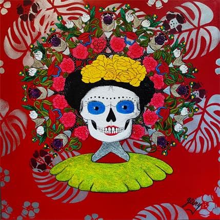 Painting FRIDA ROJA by Geiry | Painting Figurative Acrylic Portrait