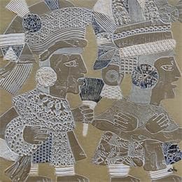 Pintura Promenade aztèque por Devie Bernard  | Pintura Figurative Portrait