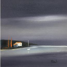 Painting Douceur du soir 23 by Roussel Marie-Ange et Fanny | Painting Abstract Oil Marine