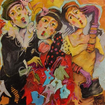 Peinture Élégante complicité  par Garilli Nicole | Tableau Figuratif Huile Scènes de vie