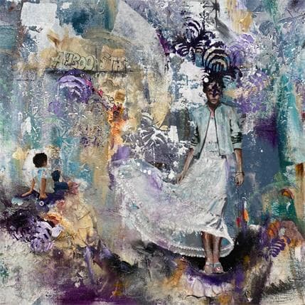 Painting Playground by Bergeron Marie-Josée | Painting Figurative Acrylic, Gluing, Oil Life style