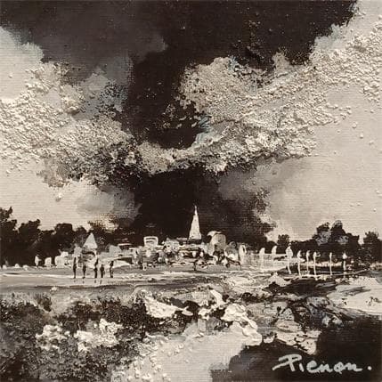 Peinture BLACK TOWN 2-1 par Pienon Cyril | Tableau Figuratif Acrylique Paysages
