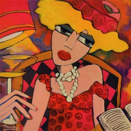 Peinture Lecture par Fauve | Tableau Figuratif Acrylique Scènes de vie