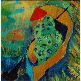 Pintura NAVEGANDO EL MEKONG por Sundblad Silvina | Pintura Figurative Acrylic, Oil Life style