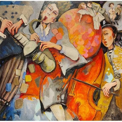 Peinture Jazz love on the planet 2 par Garilli Nicole | Tableau Figuratif Acrylique scènes de vie