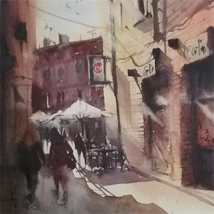 Peinture Une virée en ville par Abbatucci Violaine | Tableau Figuratif Aquarelle scènes de vie, Urbain