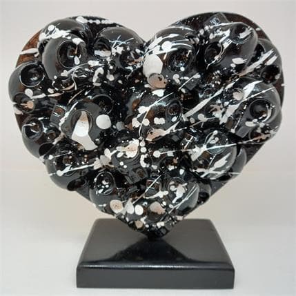 Sculpture HeartSkull Noir / blanc2 par VL | Sculpture Pop Art Technique mixte