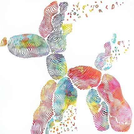 Peinture The dog balloon love explosion par Schroeder Virginie | Tableau Pop-art Acrylique Icones Pop