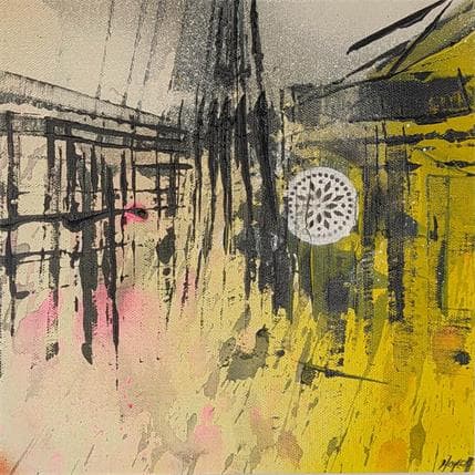 Peinture Vibrations - Cathédrale de Strasbourg par Horea | Tableau Art Singulier Huile minimaliste, Urbain