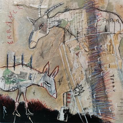 Peinture Errance 1 par Colin Sylvie | Tableau Art Singulier Acrylique Animaux