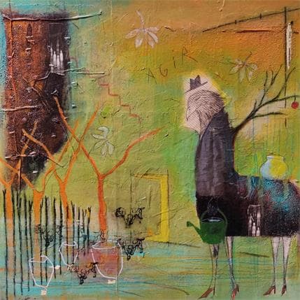 Peinture Agir par Colin Sylvie | Tableau Art Singulier Acrylique Animaux