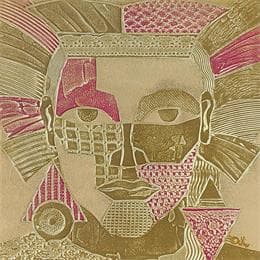 Gemälde 4A0. INDIEN. ROUGE et OR von Devie Bernard  | Gemälde Materialismus Acryl, Pappe Porträt