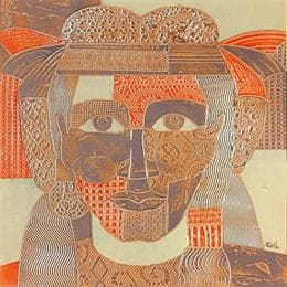 Gemälde 9A0. INDIEN. ORANGE et BRONZE von Devie Bernard  | Gemälde Materialismus Acryl, Pappe Alltagsszenen, Porträt