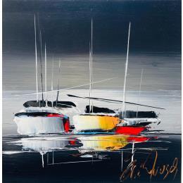 Pintura Un voyage de nuit por Munsch Eric | Pintura Figurative Acrylic Marine