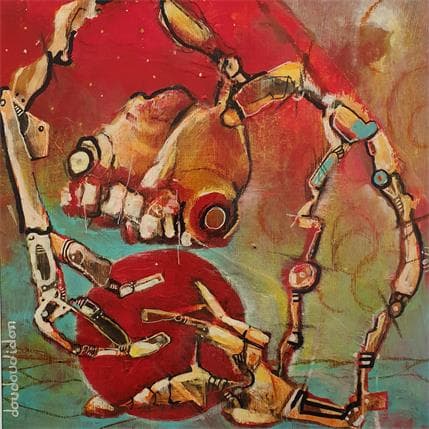 Peinture Réparation d'une naine brune par Doudoudidon | Tableau Art Singulier métal scènes de vie