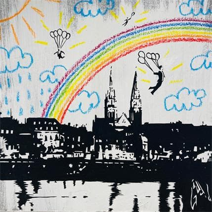 Peinture Fly over the rain par Di Vicino Gaudio Alessandro | Tableau  Acrylique