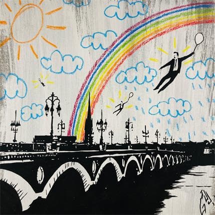 Peinture Flying over the bridge par Di Vicino Gaudio Alessandro | Tableau  Acrylique