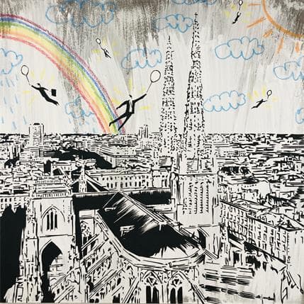 Peinture A rainbow over the city par Di Vicino Gaudio Alessandro | Tableau  Acrylique