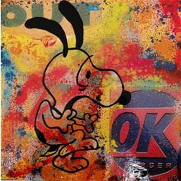 Pintura Snoopy afraid por Kikayou | Pintura Pop-art Graffiti Pop icons