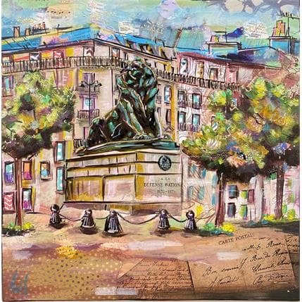 Peinture Le lion de Paris par Aud C | Tableau Figuratif Urbain