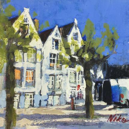 Peinture white house par Niko Marina  | Tableau Figuratif Huile Urbain