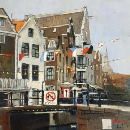 Peinture Walk around Amsterdam par Niko Marina  | Tableau Figuratif Huile Urbain