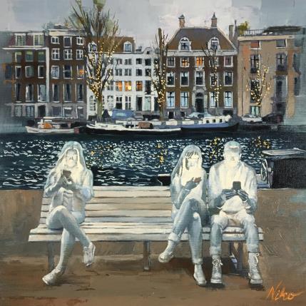 Peinture Art in the city par Niko Marina  | Tableau Figuratif Huile Scènes de vie, Urbain