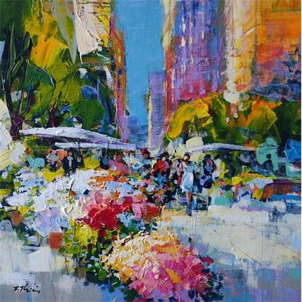 Peinture Fitler's flower market par Frédéric Thiery | Tableau  Acrylique Urbain