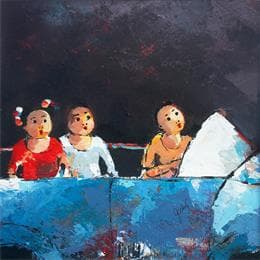 Peinture L.125 par Abiy | Tableau Art naïf Huile scènes de vie