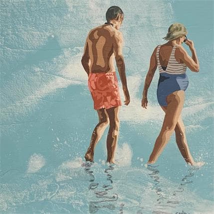 Peinture Atlantique au futur par Sand | Tableau Figuratif Acrylique Scènes de vie