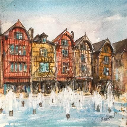 Peinture Troyes 71 par Hoffmann Elisabeth | Tableau Figuratif Aquarelle Paysages
