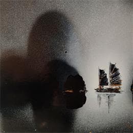 Painting Dies Irae by Rey Julien | Painting Figurative Acrylic Black & White, Marine