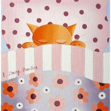 Painting Bien au chaud by Davy Bouttier Elisabeth | Painting Naive art Oil Animals, Life style