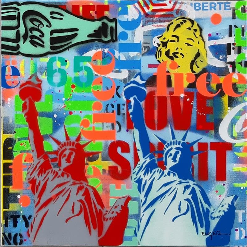 Peinture Free love spirit par Euger Philippe | Tableau Pop Art Technique mixte icones Pop