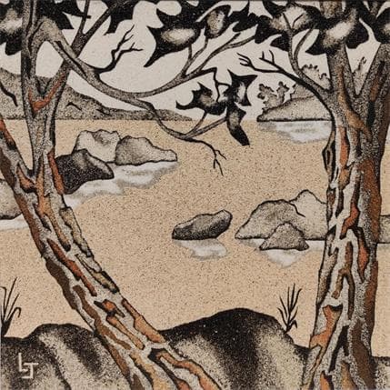 Peinture Sur le sentier de randonnée par Jovys Laurence  | Tableau Figuratif Sable Paysages