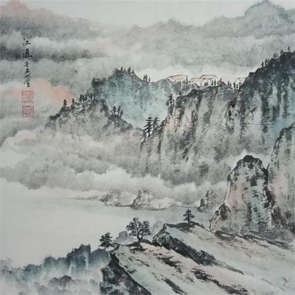 Peinture Cloudy dawn par Du Mingxuan | Tableau Figuratif Aquarelle Paysages