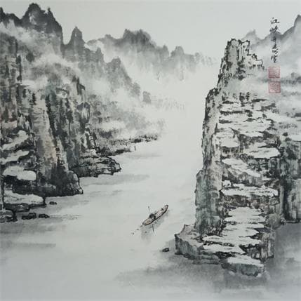 Peinture Long journey par Du Mingxuan | Tableau Figuratif Aquarelle Paysages