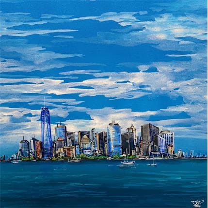 Peinture Arrivée à Manhattan par Touras Sophie-Kim  | Tableau Figuratif Paysages, scènes de vie, Urbain