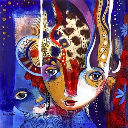 Peinture Un peu d'amour par Ketfa Laure | Tableau Art Singulier Acrylique Portraits