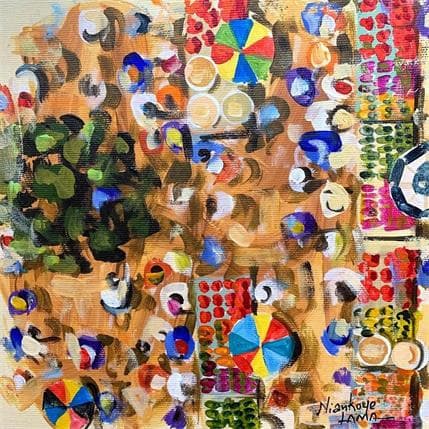 Peinture PLACE DE MARCHE par Lama Niankoye | Tableau Figuratif Acrylique scènes de vie