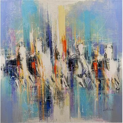 Peinture Racing Horses par Silveira Saulo | Tableau Abstrait Acrylique Animaux