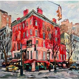 Peinture Immeuble New-yorkais par Novokhatska Olga | Tableau Figuratif Huile Paysages, scènes de vie, Urbain