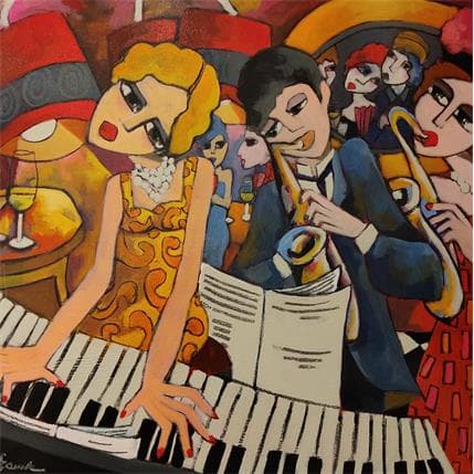 Peinture Guinguette par Fauve | Tableau Figuratif Acrylique Portraits, Scènes de vie