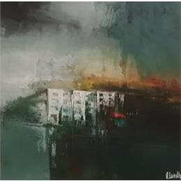 Painting Under the same roof by Lundh Jonas | Painting Figurative Acrylic Landscapes